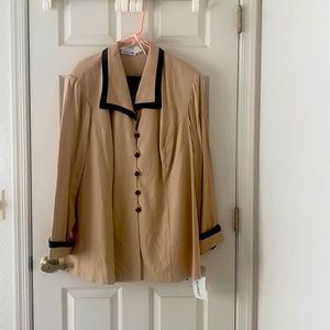 Scarlett Business 2 Piece/Black Pants/Tan Suit Blazer/ Beautiful Buttons